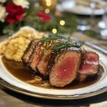 Served slices of amazing ribs sous vide prime rib