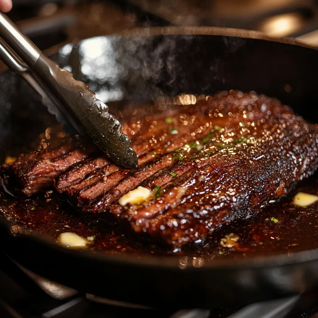 72-Hour Brisket | Absolutely Perfect & Tender Every Time 9 72-hour brisket searing in cast iron pan