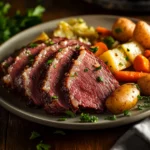 sous vide corned beef recipe card visual guide