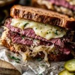 sous vide corned beef Reuben sandwich