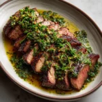 Finished Seared Sous Vide-Style Tri-Tip Steak plated