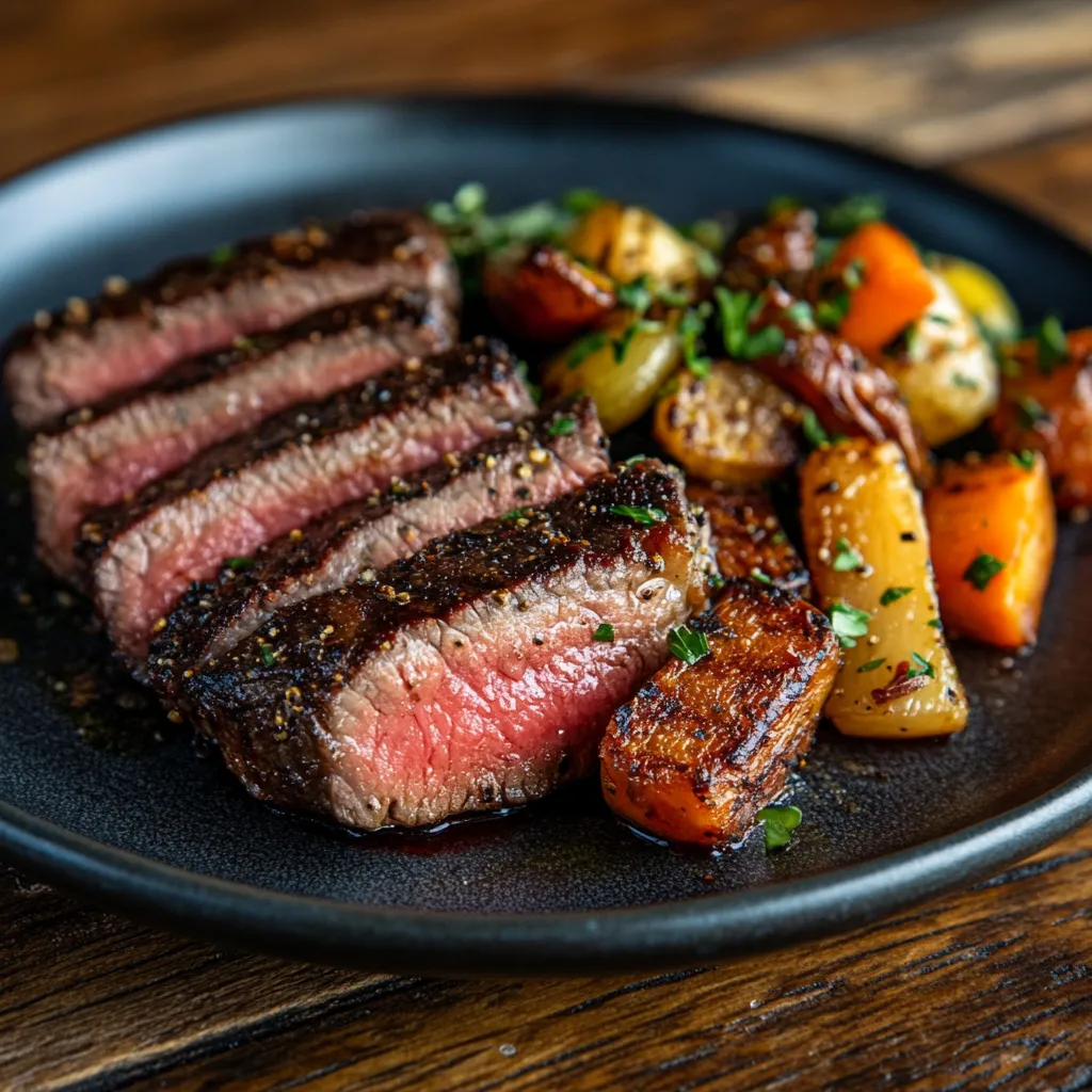 Perfectly cooked sous vide flat iron steak