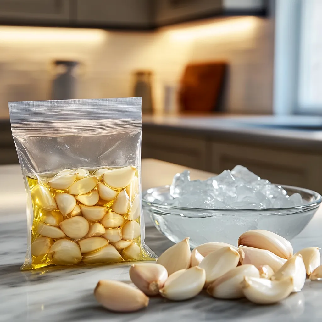 sous vide garlic confit after cooking
