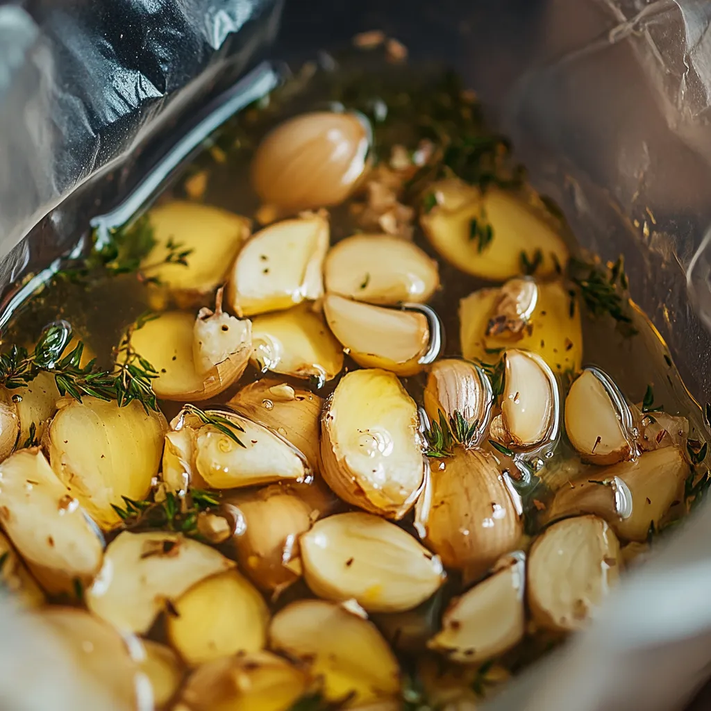 sous vide garlic confit preparation
