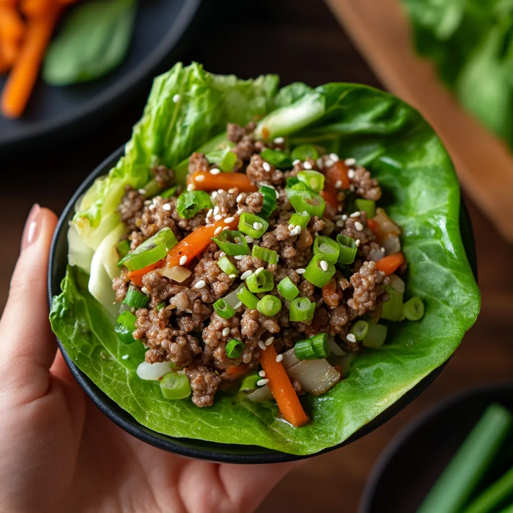 Sous Vide Ground Beef Lettuce Wraps: 5-Minute Prep, Bold Low-Carb Flavor 9 Hand holding ground beef lettuce wrap