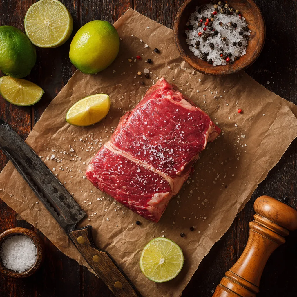 Raw picanha steak ingredients for sous vide