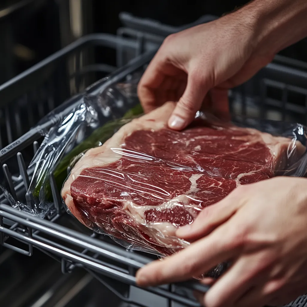 Dishwasher Sous Vide Steak: 1 Surprising Trick for Tender Results 9 Placing sous vide steak into dishwasher