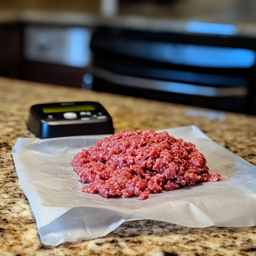 How Long to Sous Vide Ground Beef – Delicious 90-Minute Method 8 Raw ground beef portioned and prepped for sous vide sealing