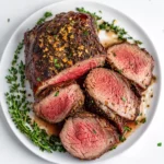 Plated sous vide beef chuck roast for recipe card