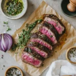 Recipe card for flat iron steak sous vide