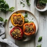 Recipe card layout for sous vide stuffed peppers