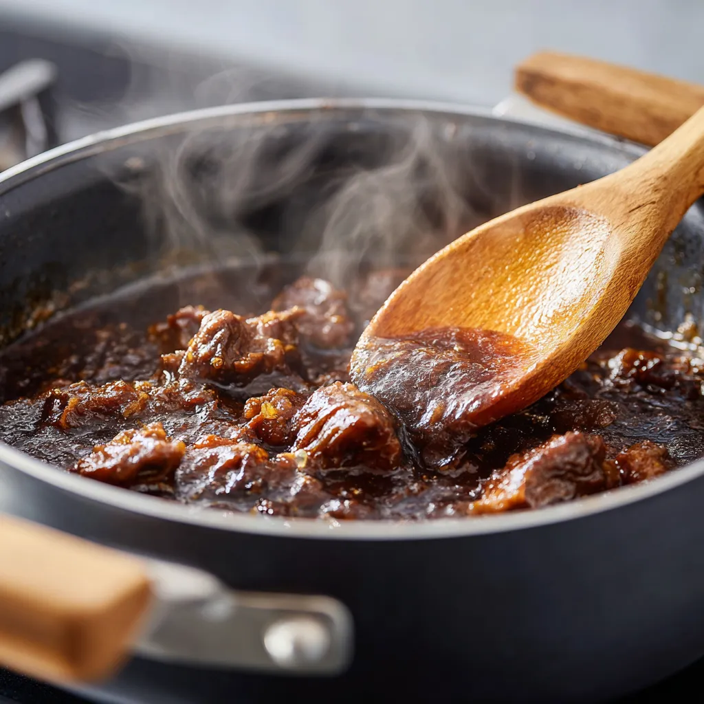reducing sauce from sous vide oxtail cooking liquid
