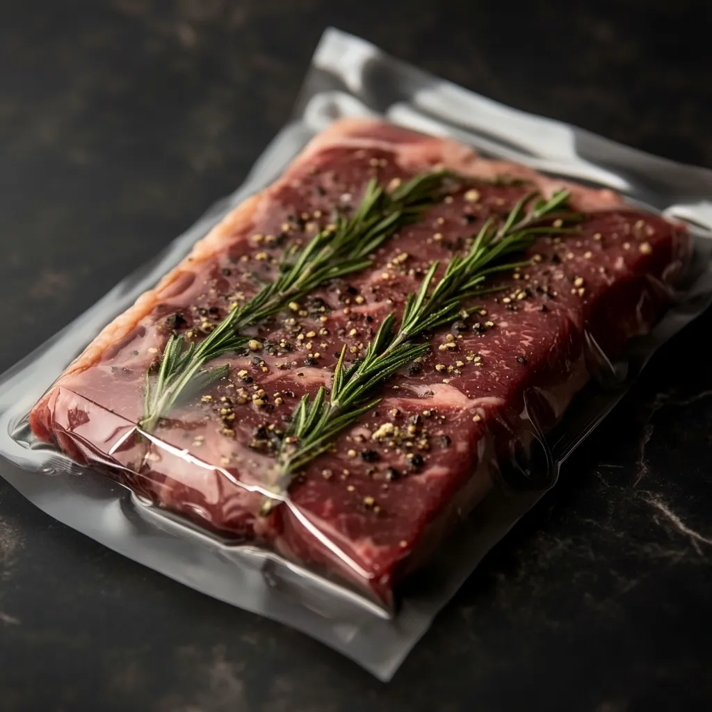 Sous Vide Tri-Tip Steak Guide: Juicy, Foolproof Results Every Time 9 seasoned tri-tip steak in vacuum bag with rosemary
