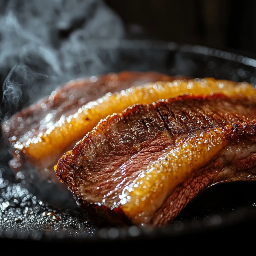 Searing sous vide picanha steak fat side down