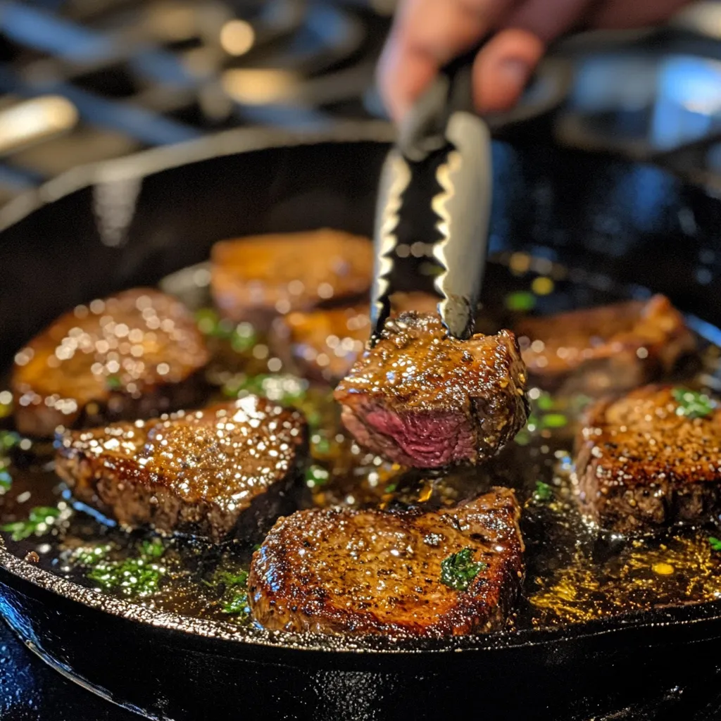 Sous Vide Steak with Garlic Herb Butter – Delicious 5-Step Guide 9 Searing sous vide steak in cast iron