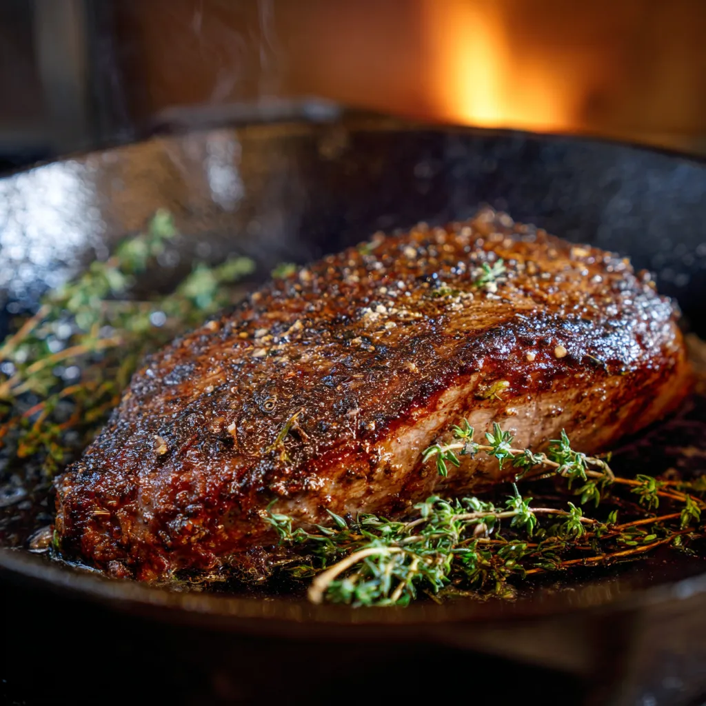 Sous Vide Beef Tri-Tip Roast – Juicy, Easy & Perfect | 7 Steps 9 tri-tip roast searing in cast iron