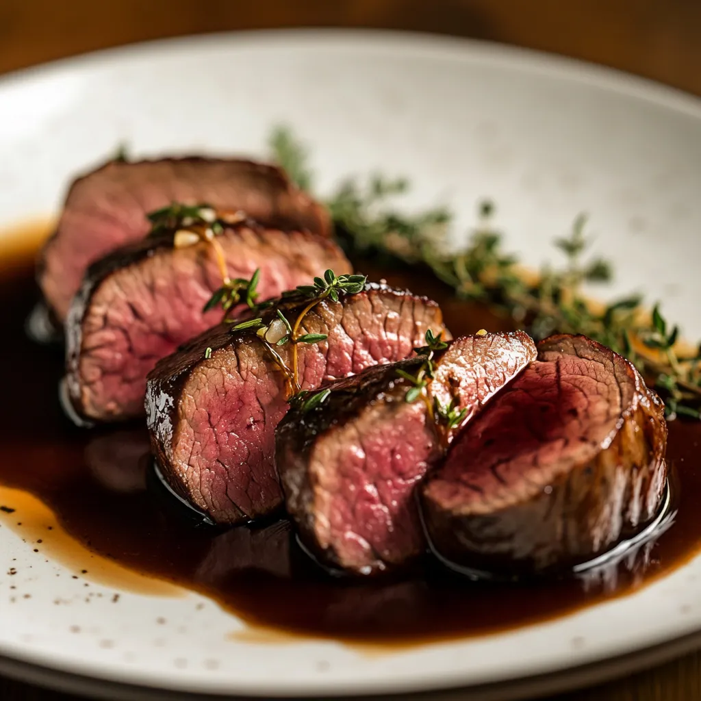 Serving best beef tenderloin sous vide recipe with sauce