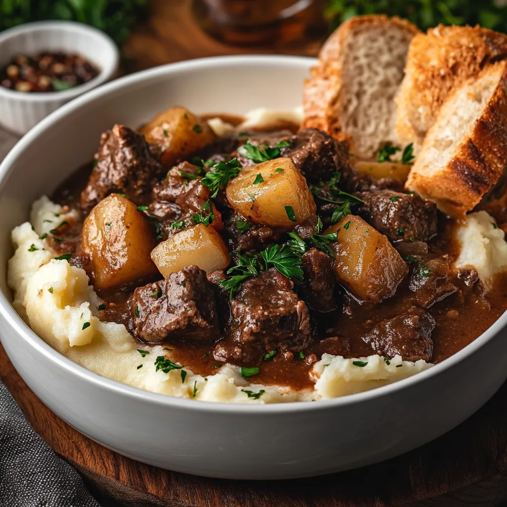 How to Sous Vide Beef Stew Meat – Amazing 165°F Method 9 Sous vide beef stew served over mashed potatoes