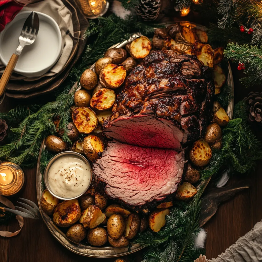 Reverse Sear Prime Rib Sous Vide – Perfect 7-Step Method 9 sliced prime rib served with holiday sides