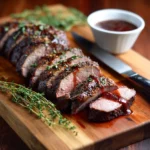 sliced tri-tip roast ready to serve