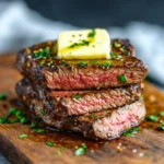 Served dishwasher steak sliced medium rare