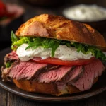 Thin roast beef sandwich