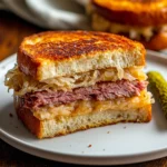 Cut slider showing melty layers of beef and cheese