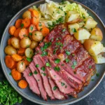 Finished sous vide corned beef dinner