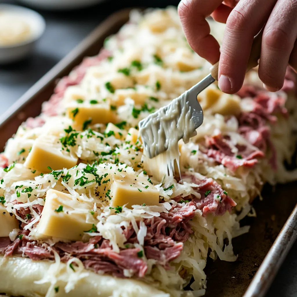 Sous Vide Corned Beef Sliders – 7 Steps to Irresistible Party Flavor 8 Assembling corned beef sliders on a baking tray