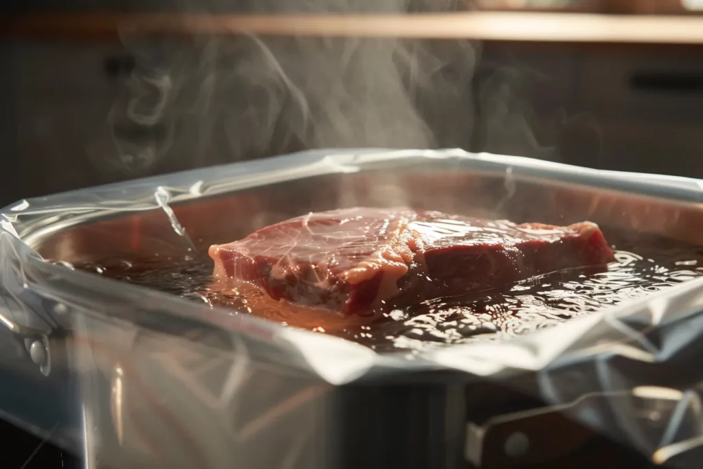 Sous Vide Corned Beef Flat – Amazing 48-Hour Recipe for Tender Results 9 Corned beef brisket cooking in sous vide water bath