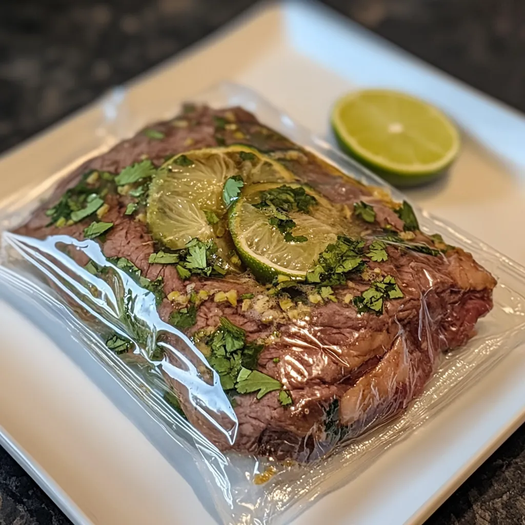 Sous Vide Flank Steak Tacos – Amazing 3-Hour Tender Recipe 8 Flank steak cooking sous vide in sealed bag