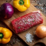 Picanha with bell pepper and onion