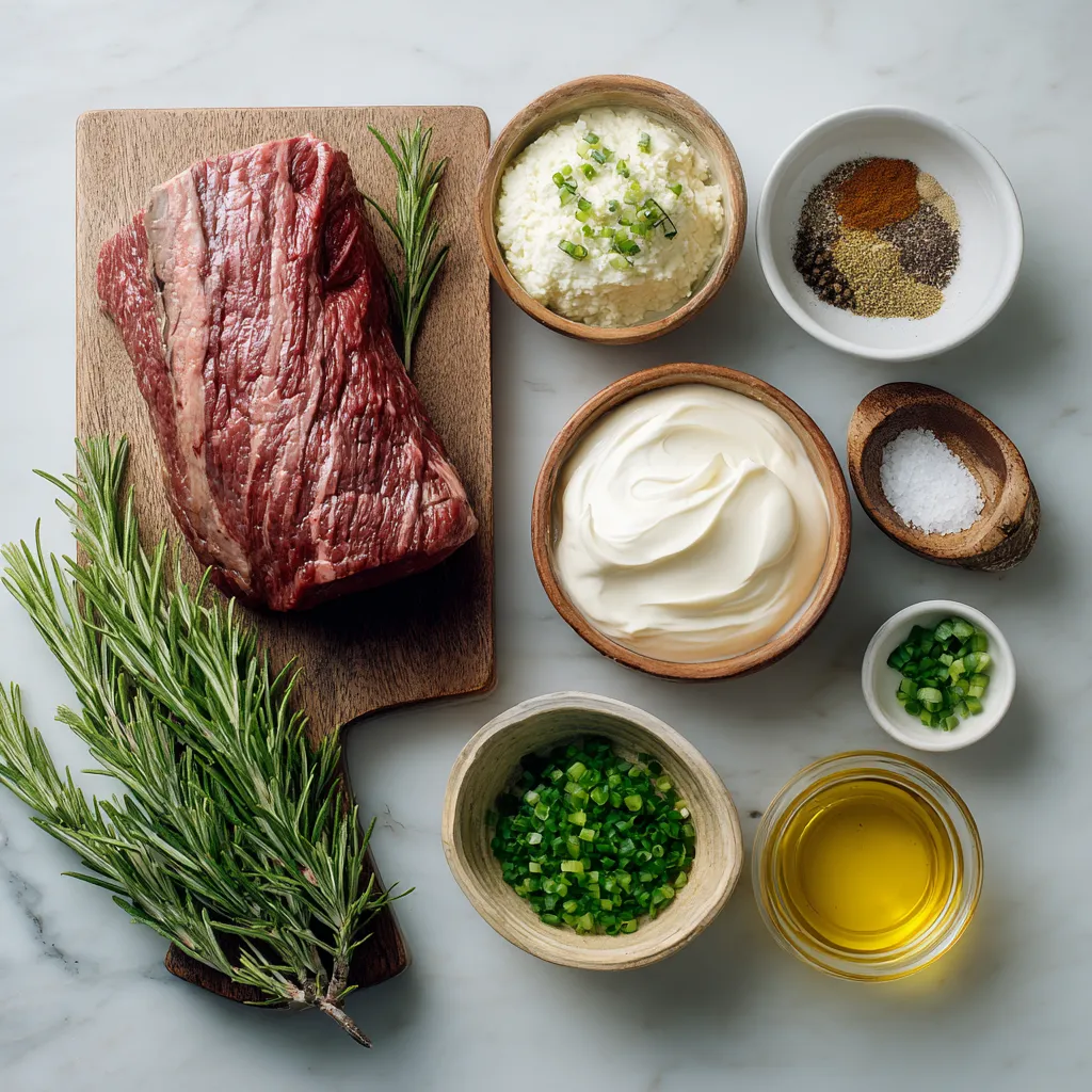 Ingredients for sous vide picanha with horseradish Dijon sauce