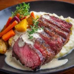 Recipe card for sous vide picanha with horseradish Dijon sauce