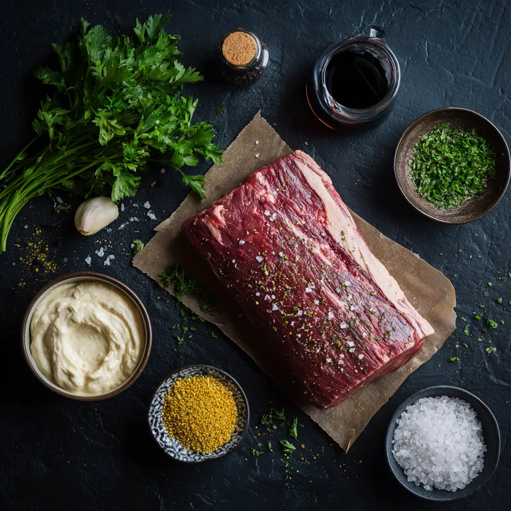 Sous vide picanha ingredients with fat cap and seasoning