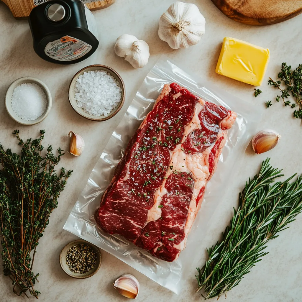 Best Sous Vide Temp for Prime Rib – Amazing Results in 1 Recipe 8 Prime rib sous vide recipe ingredients with garlic herb butter