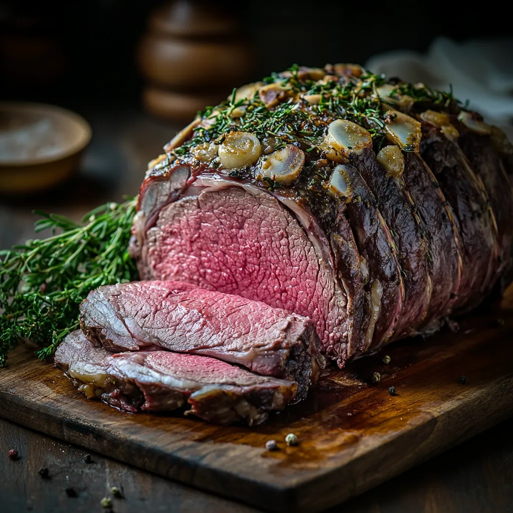 Sous vide prime rib roast recipe plated