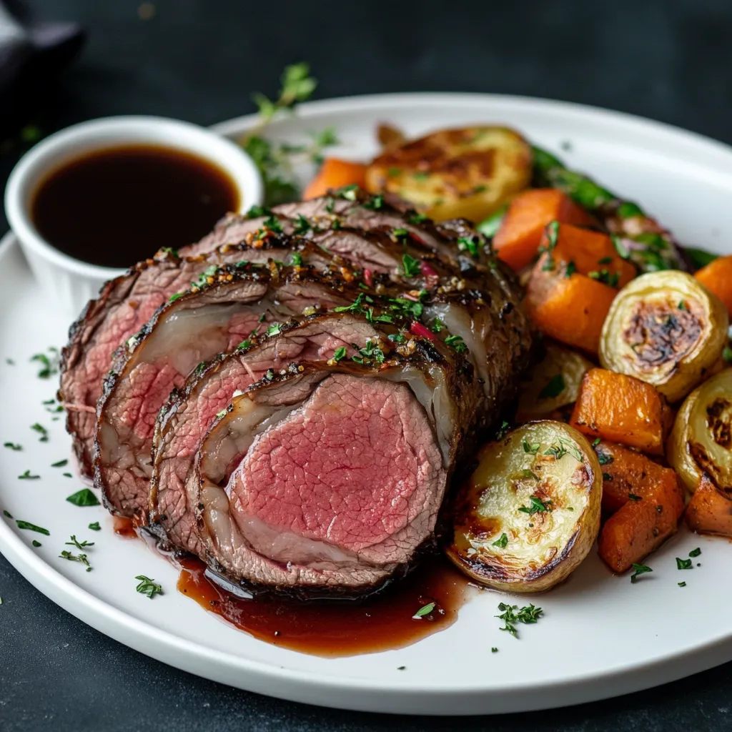 Reheating Prime Rib with Sous Vide: 7 Delicious Steps to Success 9 Sliced sous vide prime rib served with jus
