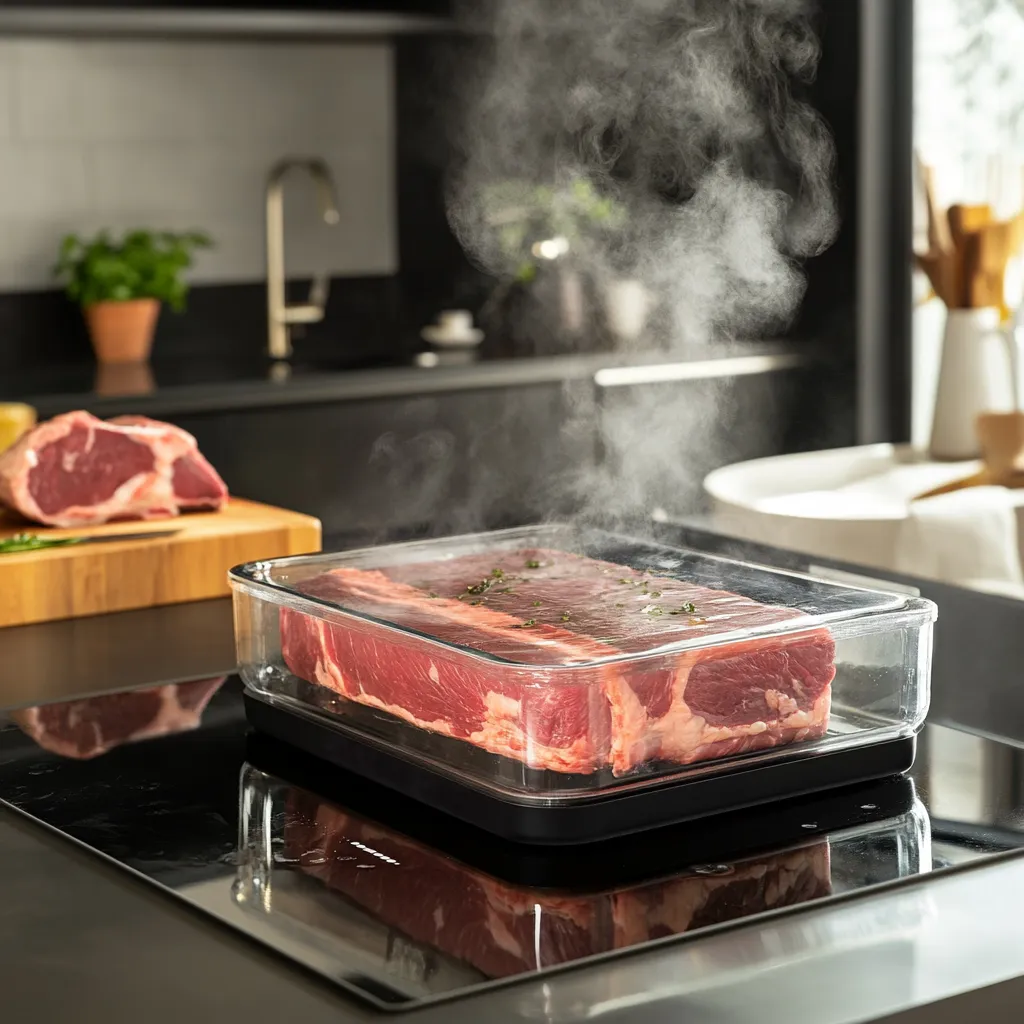 Sous Vide Roast Beef – Ultimate 7-Hour Method for Perfect Results 8 Beef roast in sous vide water bath with circulator set to 132°F