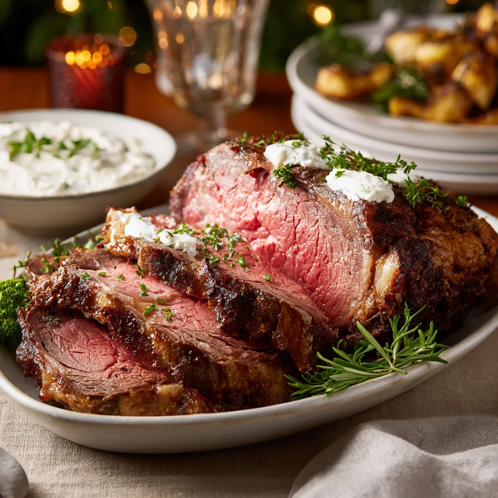 Sous Vide Smoked Prime Rib | Ultimate Foolproof Method (2025) 9 sliced sous vide smoked prime rib served on platter
