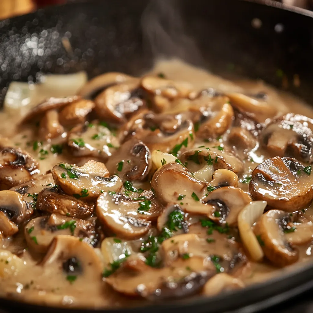 Sous Vide Steak with Mushroom Sauce – 5 Juicy Wins 9 Mushroom sauce for sous vide steak cooking in pan