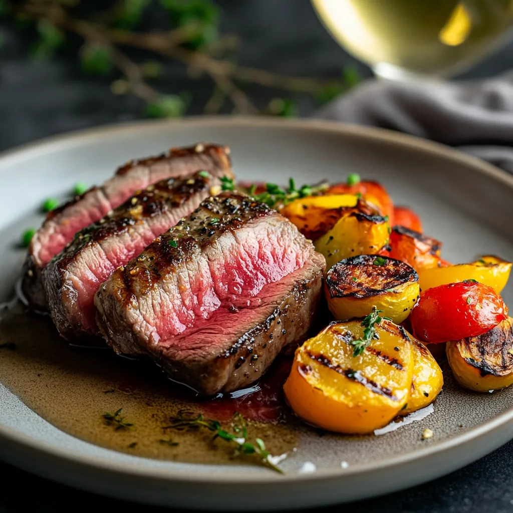 Sous Vide New York Strip Steak – 7 Easy Steps for Juicy Perfection 9 served sous vide New York strip steak with garlic butter