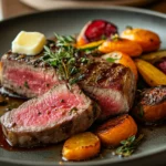 Sous vide striploin recipe card visual
