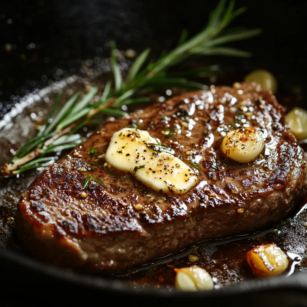 Can You Over Cook Steak in Sous Vide? 7 Shocking Truths 9 steak searing in skillet with butter and herbs