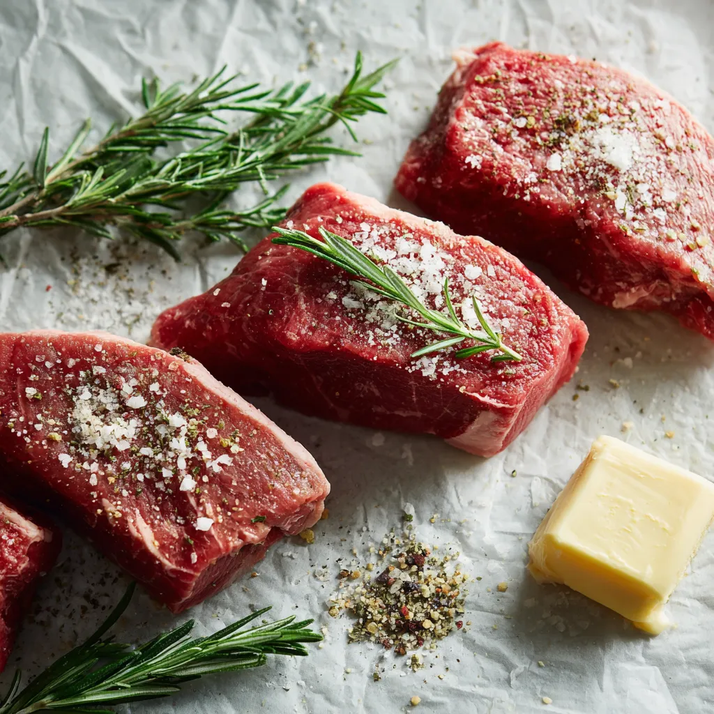 Raw tri-tip steak ingredients for sous vide-style cooking