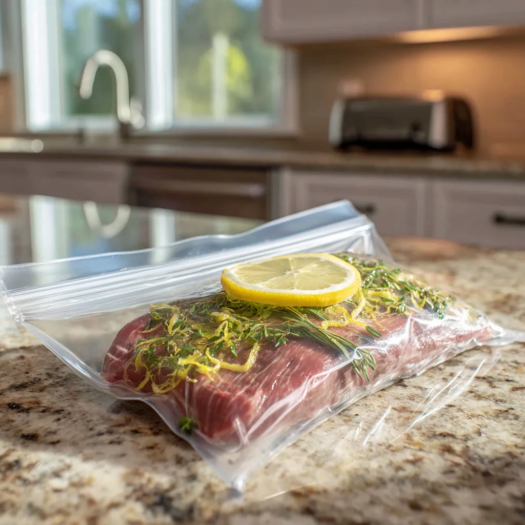 Sous Vide Lemon Thyme Tri-Tip – Zesty Flavor in 3 Simple Steps 8 Vacuum-sealing sous vide lemon thyme tri-tip roast