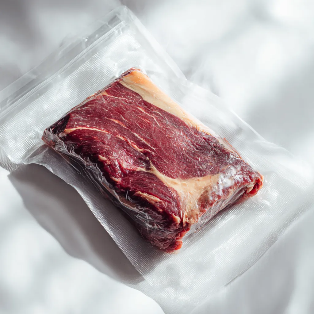 Picanha steak sealed in sous vide bag