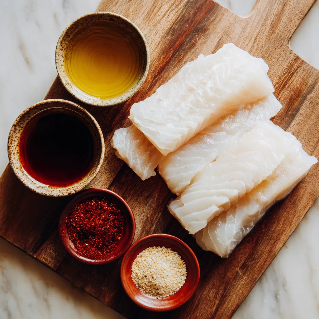 Ingredients for black cod sous vide with miso marinade