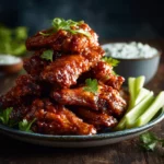 buffalo wings served with celery and blue cheese