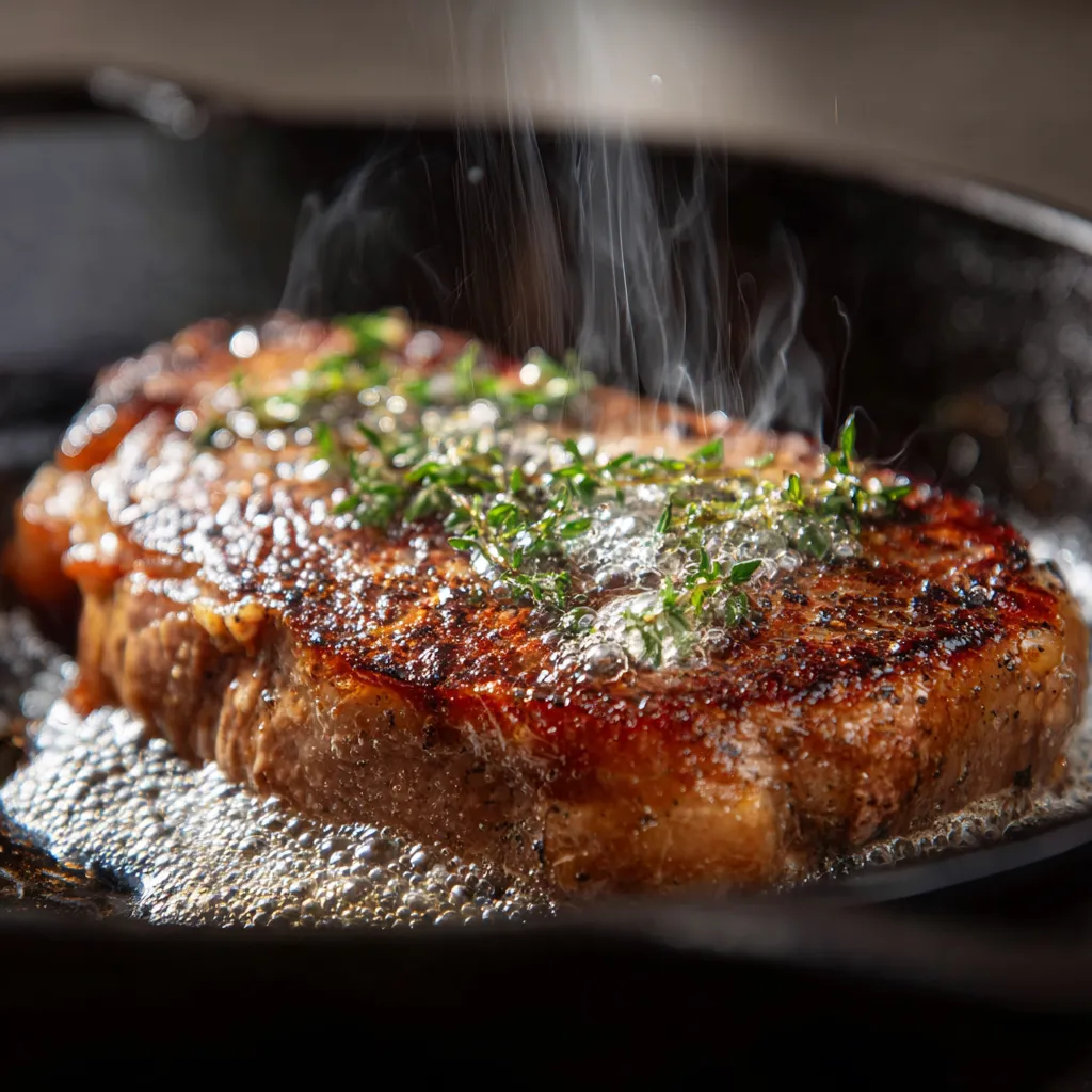 Butter Basted Sous Vide Steak | 5-Step Perfect Finish Guide 9 Butter-basting sous vide steak in cast iron pan